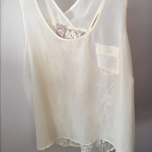 Yellow Tank Blouse with Lace Detail